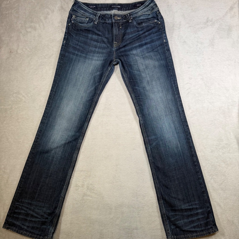 Vigoss The New‎ York Bootcut Jeans Dark Wash Whiskered Denim 30x33